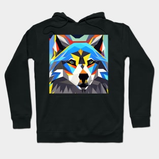 Pop Art Geometric Wolf Head Hoodie